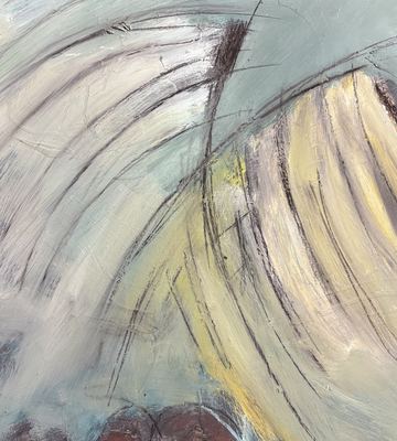 Untitled, oil, cold wax medium and charcoal on wood panel, 24 x 24 in.
