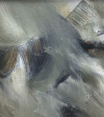 Untitled, oil, cold wax medium and charcoal on wood panel, 10 x 10 or 12 x 12 in.
