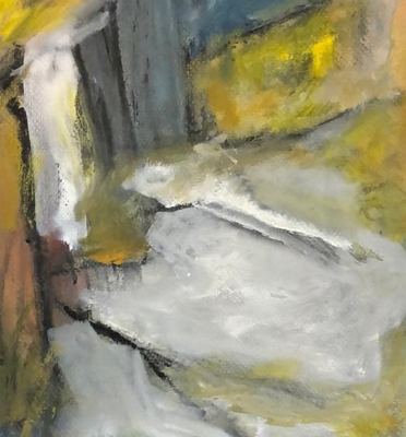 Untitled, watercolor, gouache and charcoal on paper, 16 x 16 in., framed