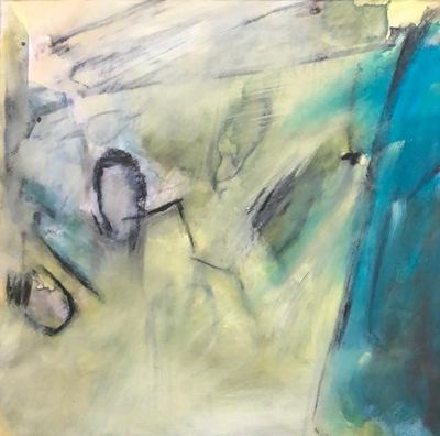 Untitled, watercolor, gouache and charcoal on paper, 16 x 16 in., framed